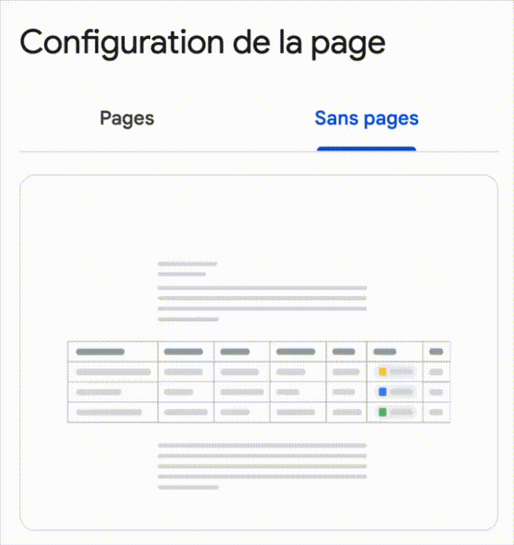 Activer le mode sans pagination